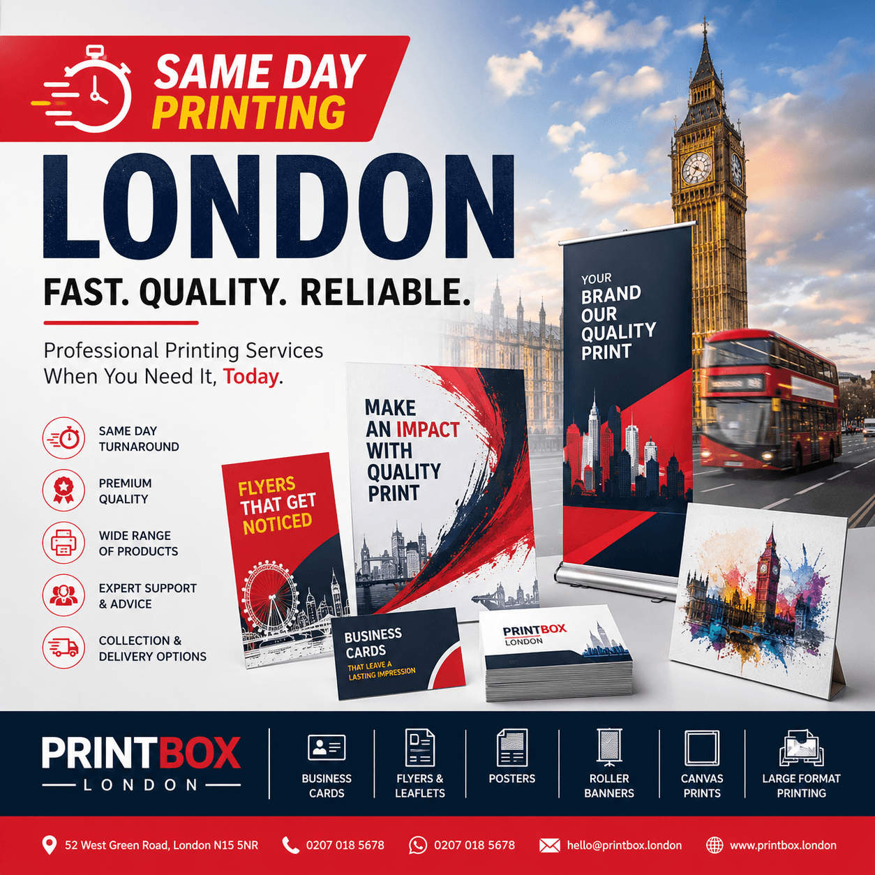 Same Day Printing London - Fast Business Cards Flyers Posters and Banners by Printbox London